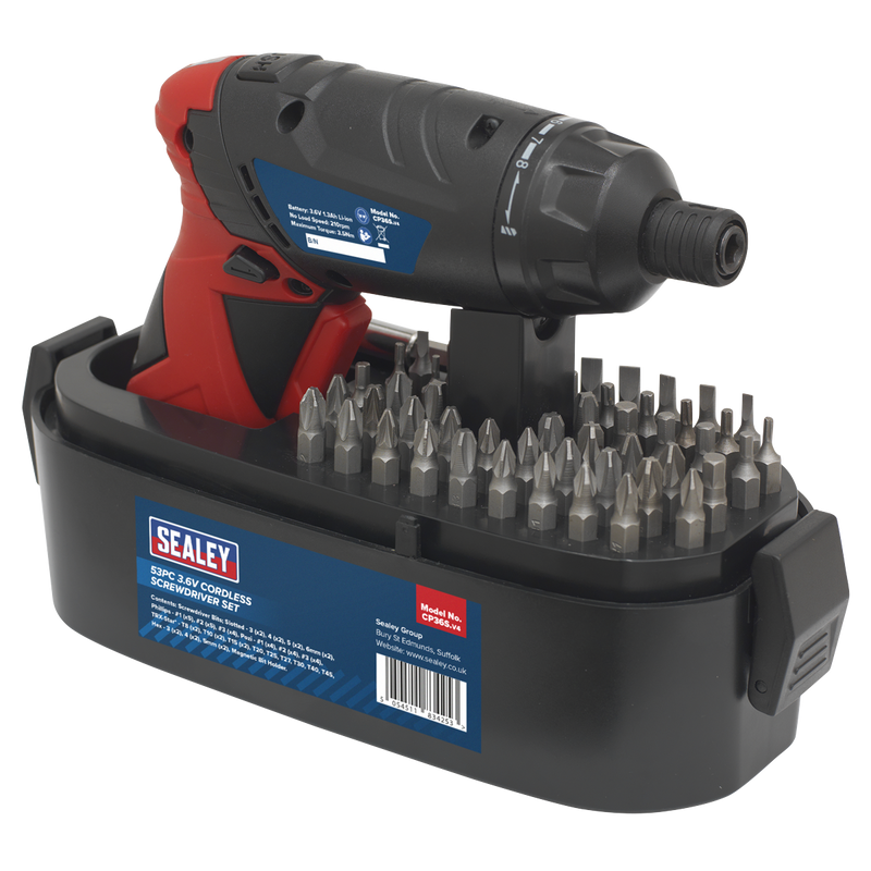 Sealey CP36S 53pc 3.6V Cordless Screwdriver Set