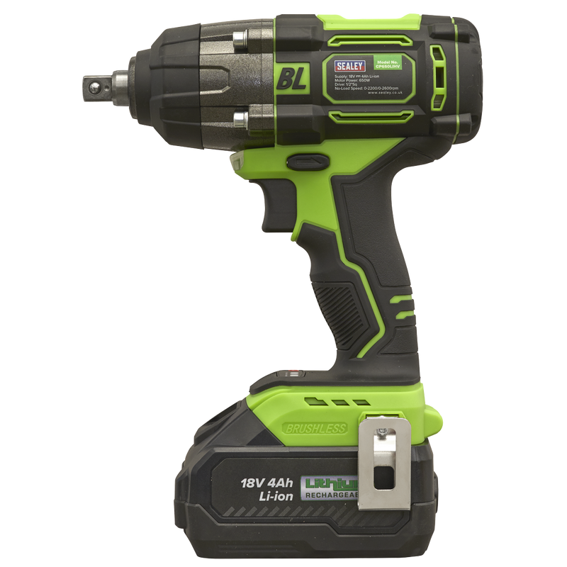 Sealey CP650LIHV Cordless Impact Wrench 18V 4Ah Lithium-ion 1/2"Sq Drive