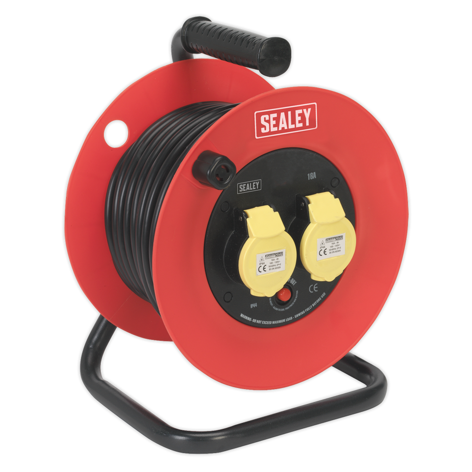 Sealey CR12515 25m Heavy-Duty Cable Reel with Thermal Trip 2 x 110V