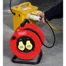 Sealey CR12515 25m Heavy-Duty Cable Reel with Thermal Trip 2 x 110V