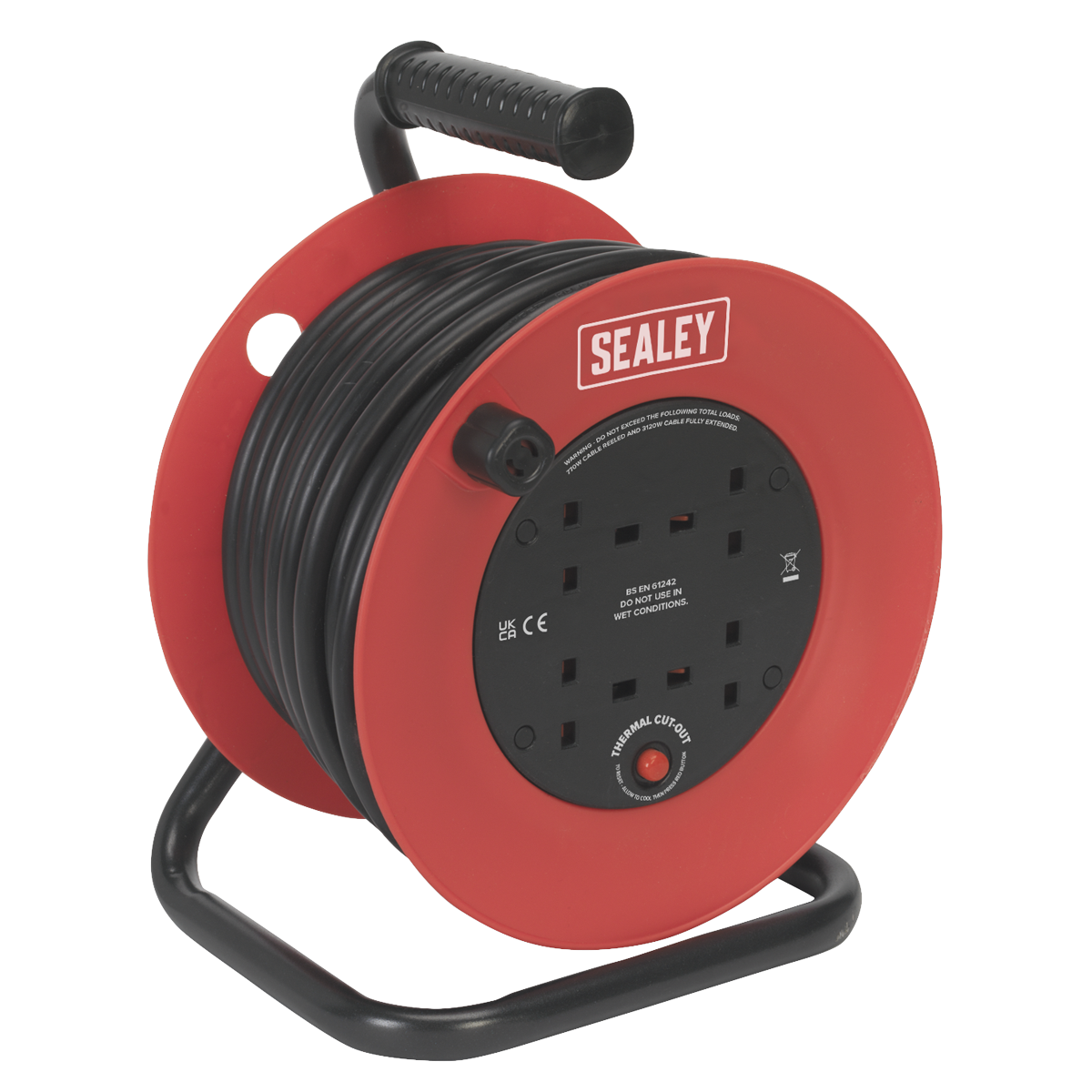Sealey CR22525 25m Heavy-Duty Cable Reel with Thermal Trip - 230V