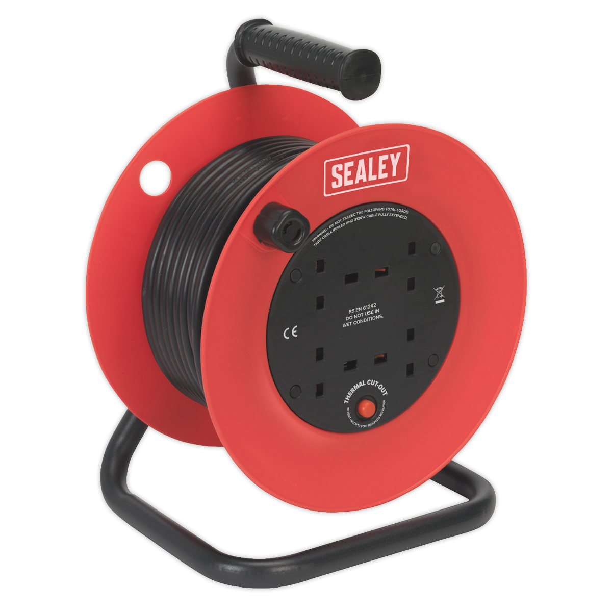 Sealey CR25/1.5 25m Heavy-Duty Cable Reel with Thermal Trip - 230V