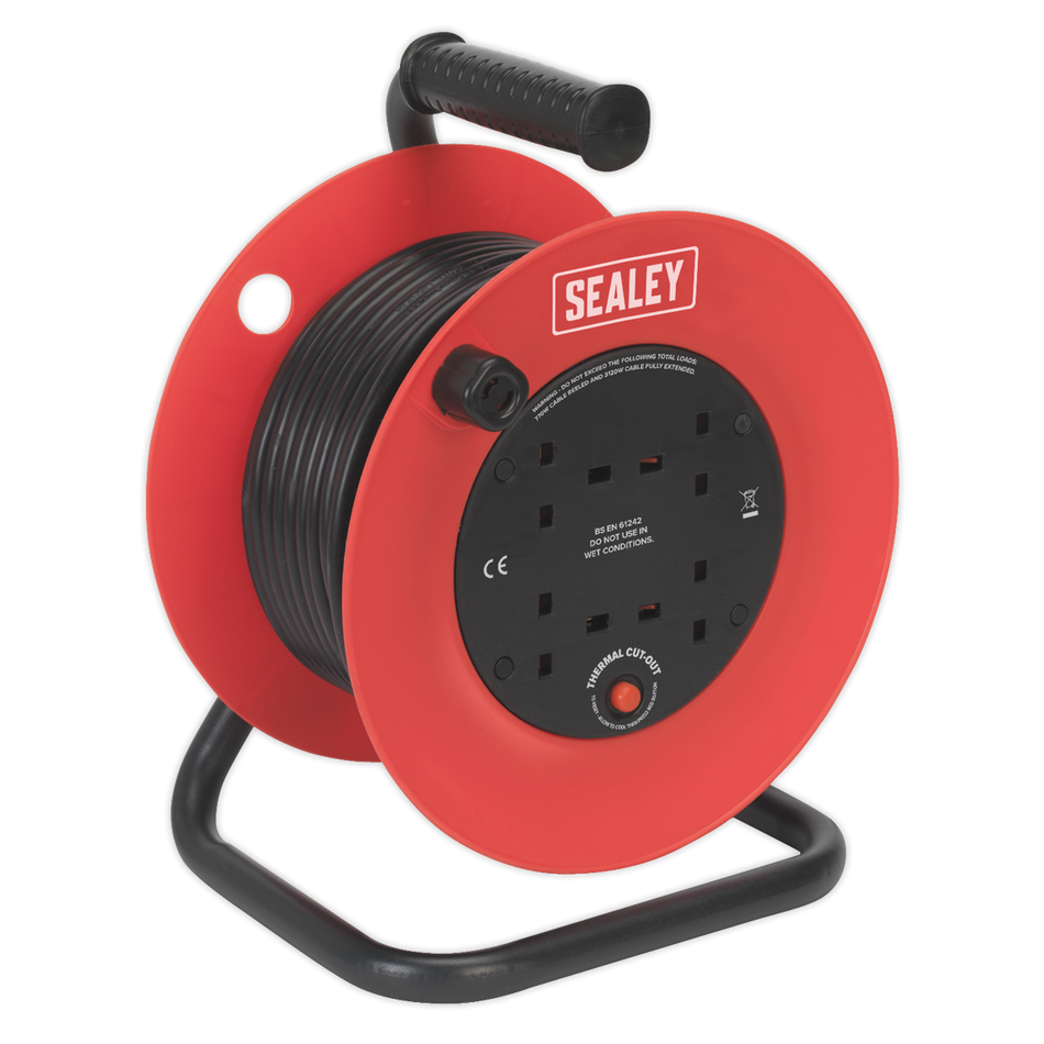 Sealey CR25/1.5 25m Heavy-Duty Cable Reel with Thermal Trip - 230V