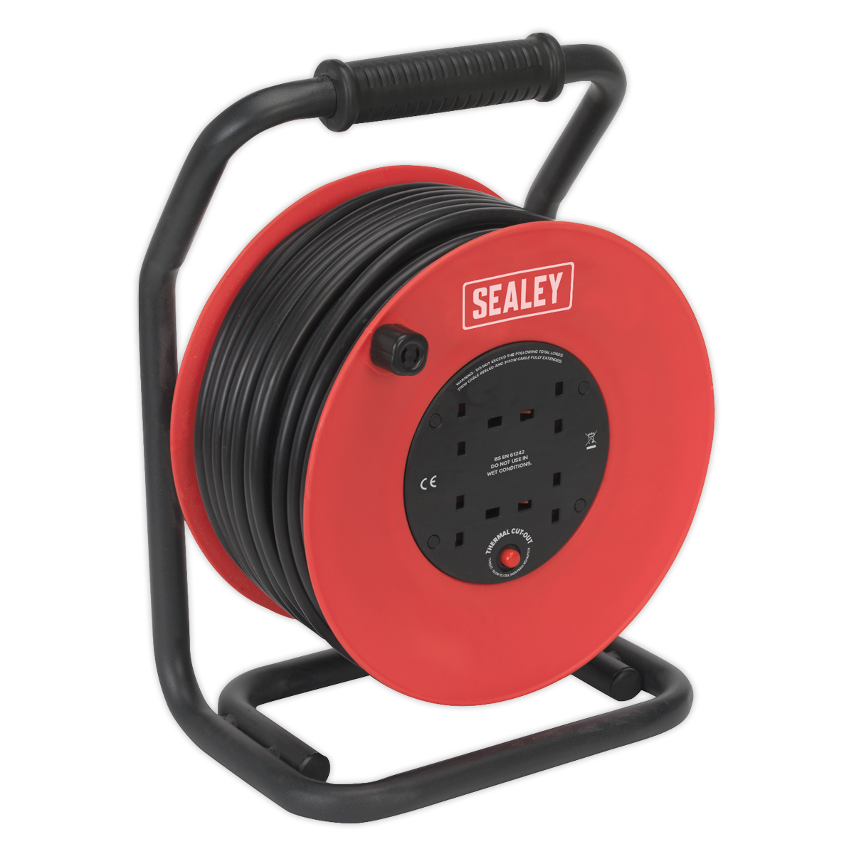 Sealey CR25025 50m Heavy-Duty Cable Reel with Thermal Trip - 230V