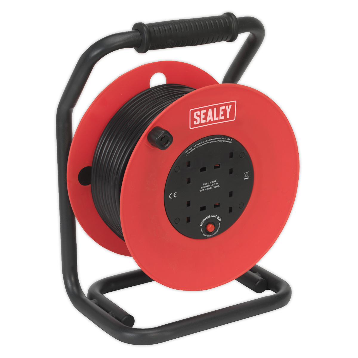 Sealey CR50/1.5 50m Heavy-Duty Cable Reel with Thermal Trip - 230V