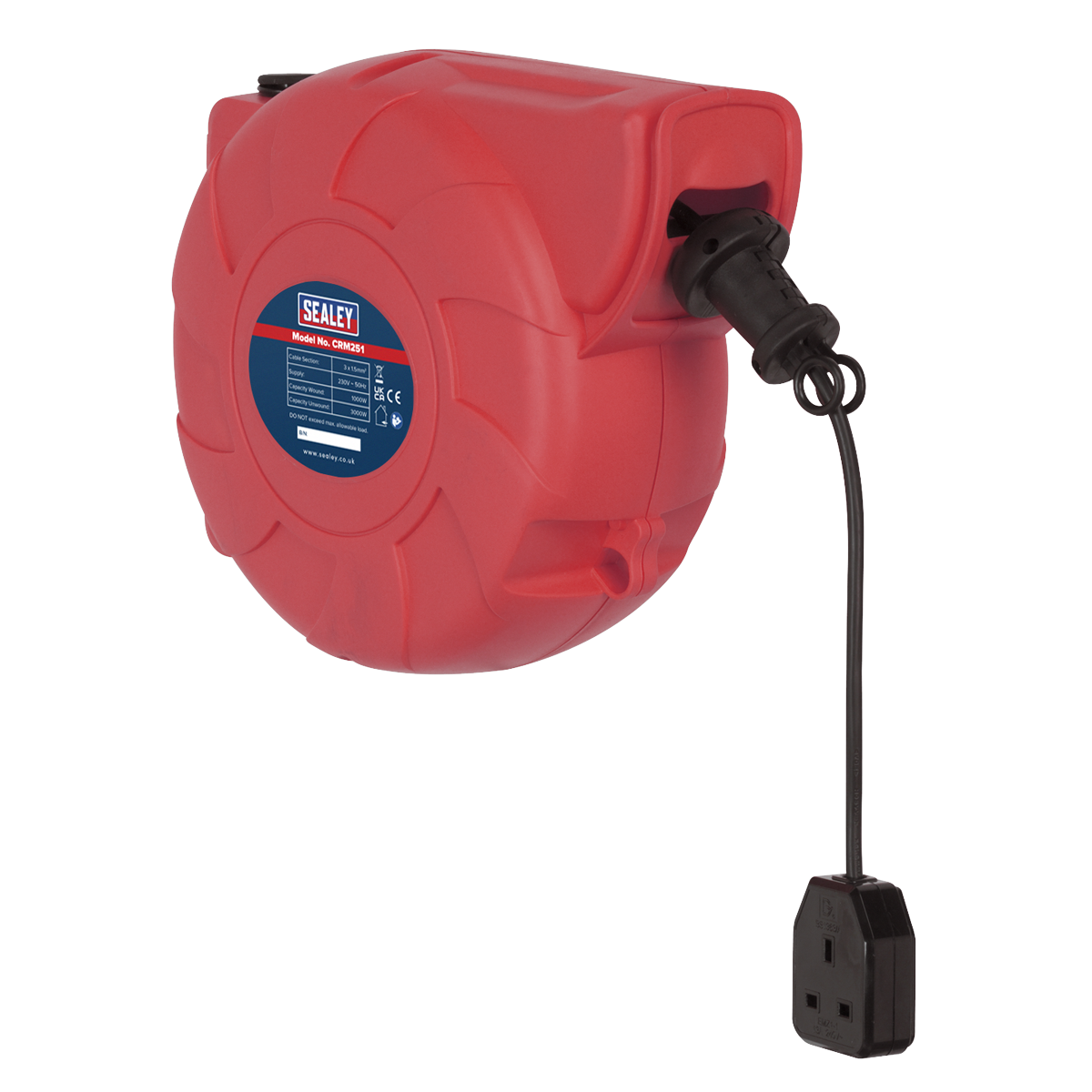 Sealey CRM251 25m Retracting Cable Reel 230V