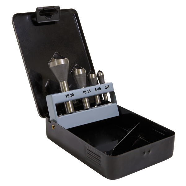 Sealey CSSET4O 4pc 90√Ç¬∞ Slotted Deburring Countersink Drill Bit Set