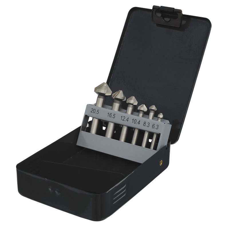 Sealey CSSET6V 6pc 90√Ç¬∞ Countersink Bit Set - 3 x V Flutes