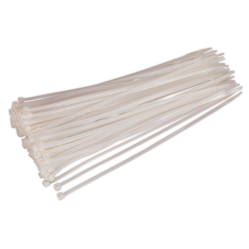 Sealey CT30048P100W 300 x 4.8mm White Cable Tie - Pack of 100