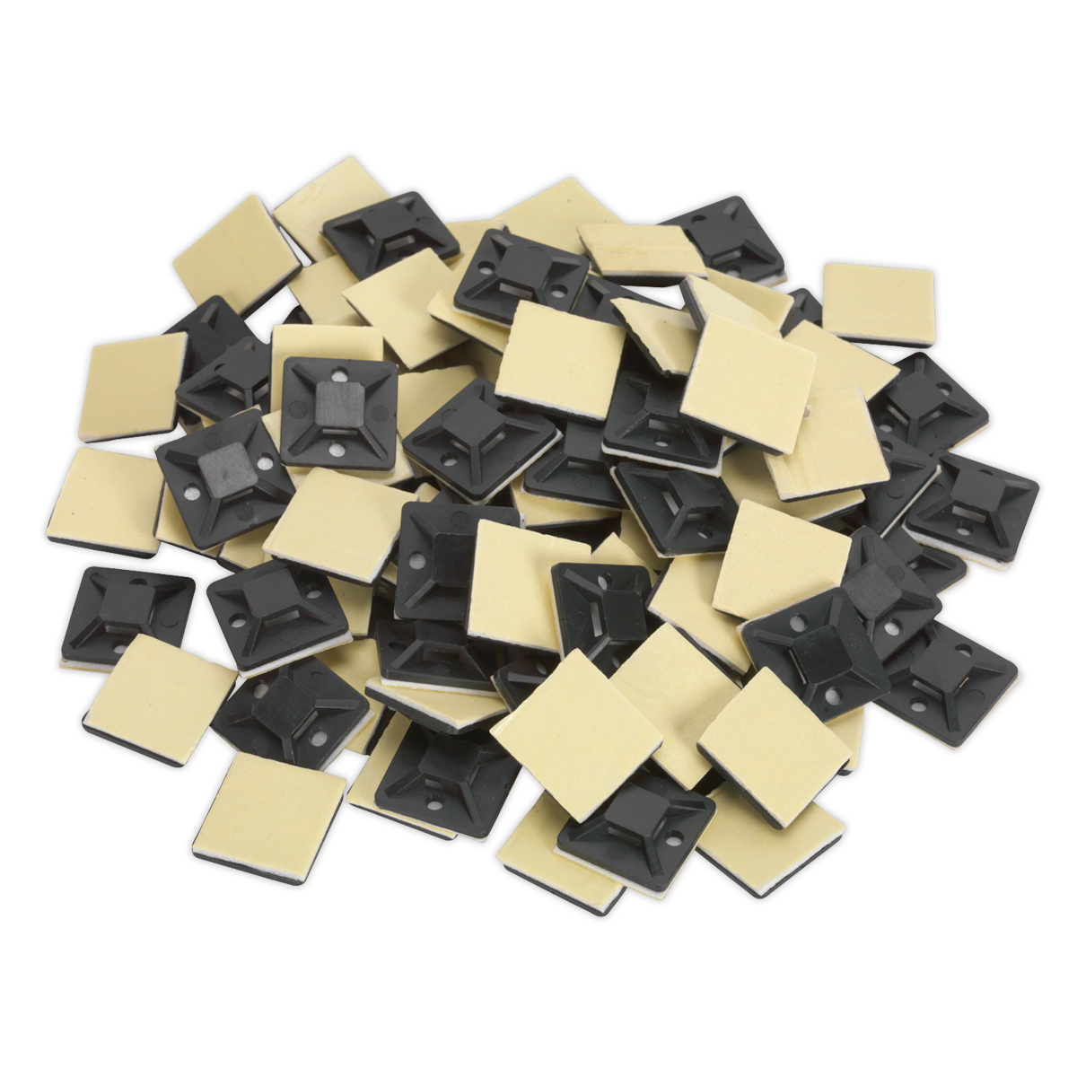 Sealey CTM2020B 20 x 20mm Black Self-Adhesive Cable Tie Mounts - Pack of 100