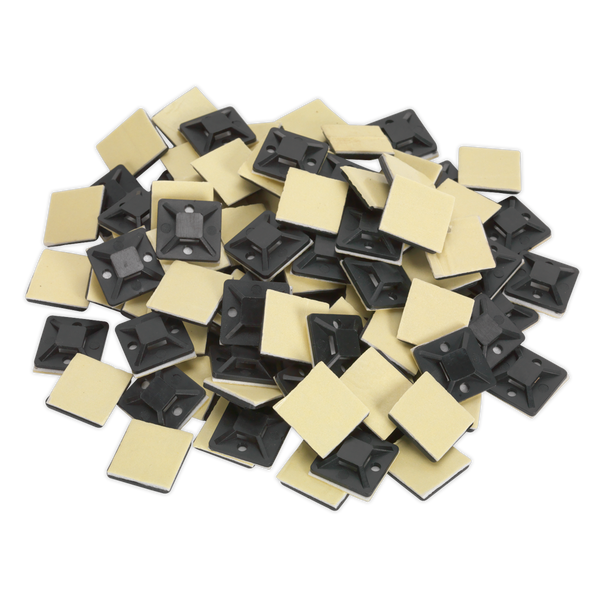 Sealey CTM2020B 20 x 20mm Black Self-Adhesive Cable Tie Mounts - Pack of 100