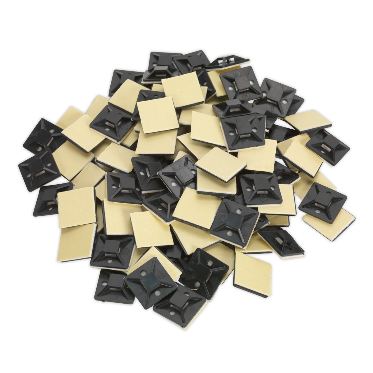 Sealey CTM2525B 25 x 25mm Black Self-Adhesive Cable Tie Mounts - Pack of 100