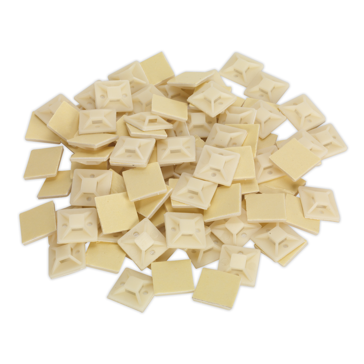 Sealey CTM2525W 25 x 25mm White Self-Adhesive Cable Tie Mounts - Pack of 100