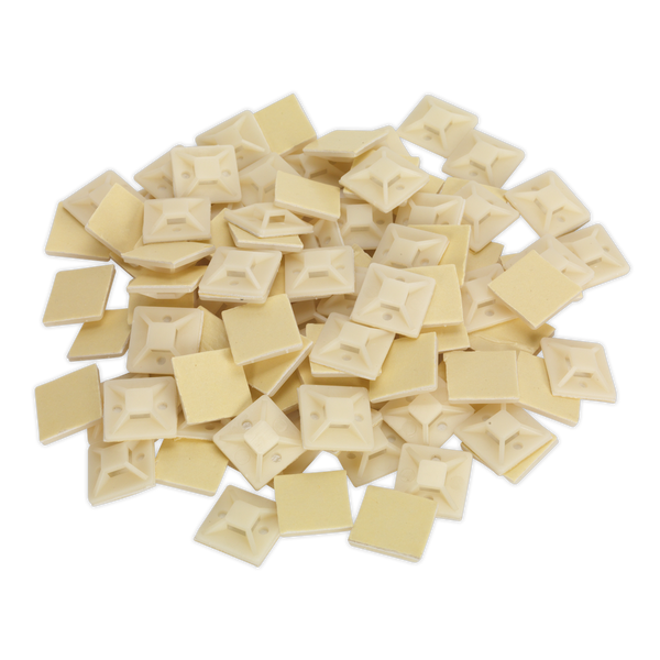 Sealey CTM2525W 25 x 25mm White Self-Adhesive Cable Tie Mounts - Pack of 100