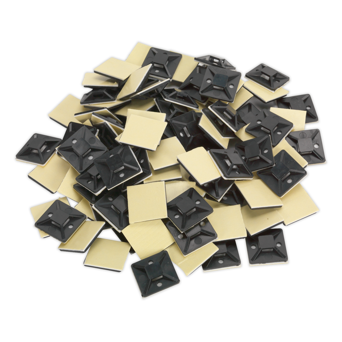 Sealey CTM3030B 30 x 30mm Black Self-Adhesive Cable Tie Mounts - Pack of 100