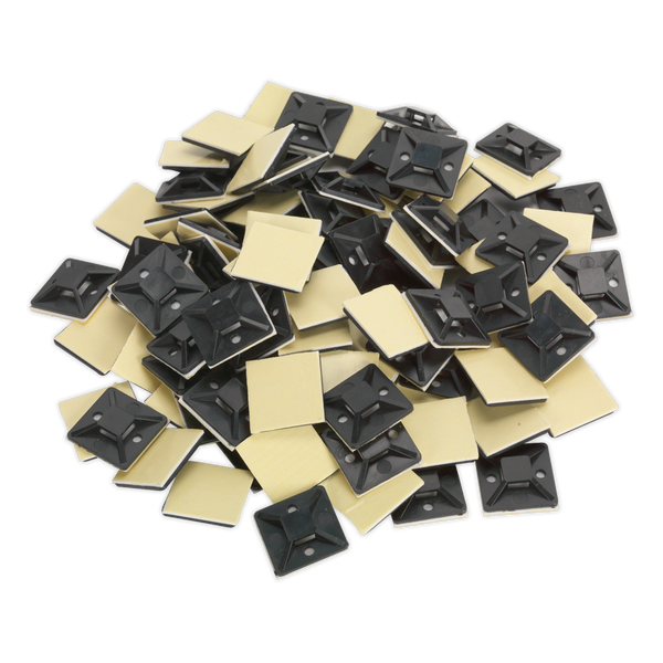 Sealey CTM3030B 30 x 30mm Black Self-Adhesive Cable Tie Mounts - Pack of 100
