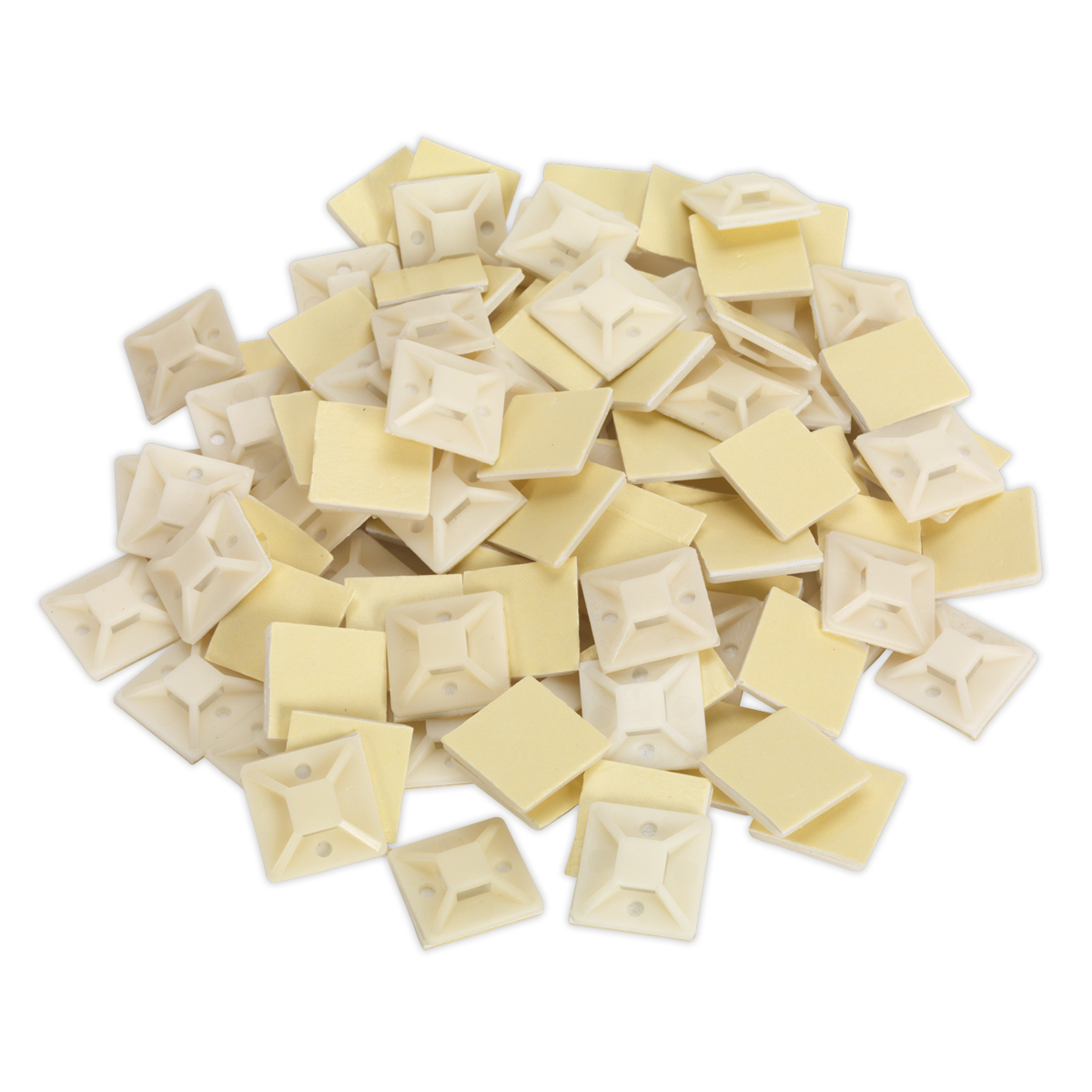 Sealey CTM3030W 30 x 30mm White Self-Adhesive Cable Tie Mounts - Pack of 100