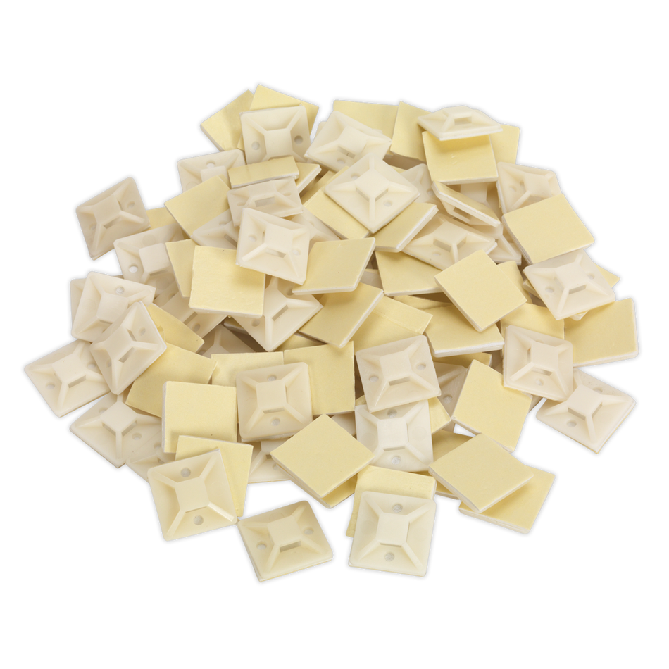 Sealey CTM3030W 30 x 30mm White Self-Adhesive Cable Tie Mounts - Pack of 100