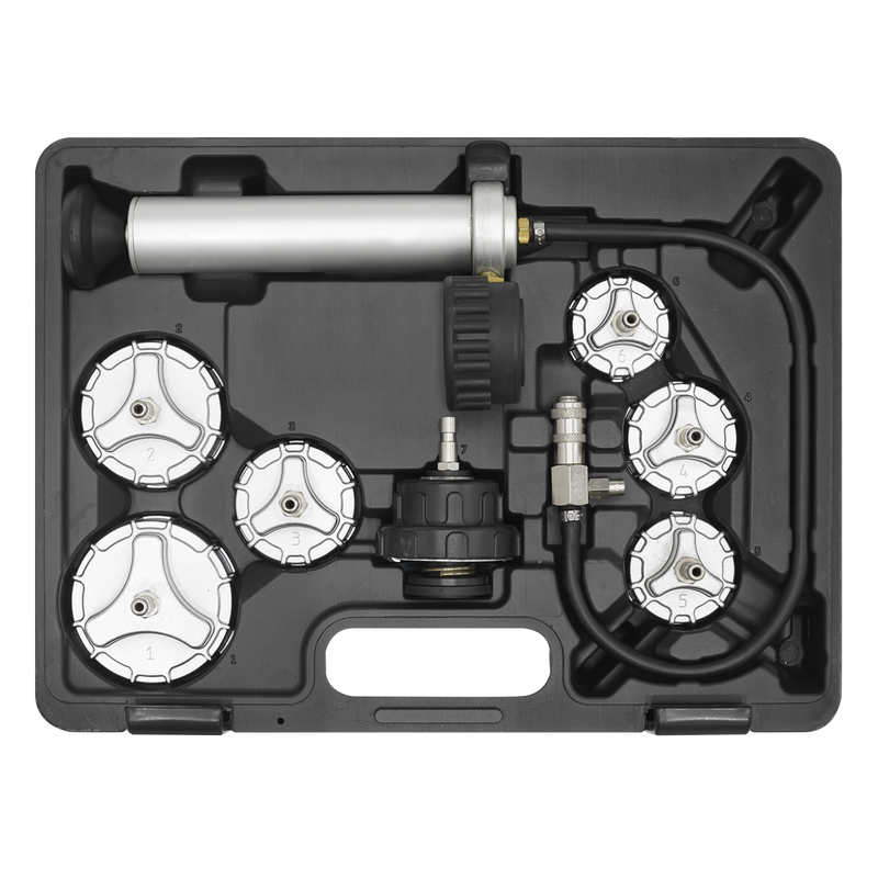 Sealey CV0011 7pc Cooling System Pressure Test Kit - Commercial
