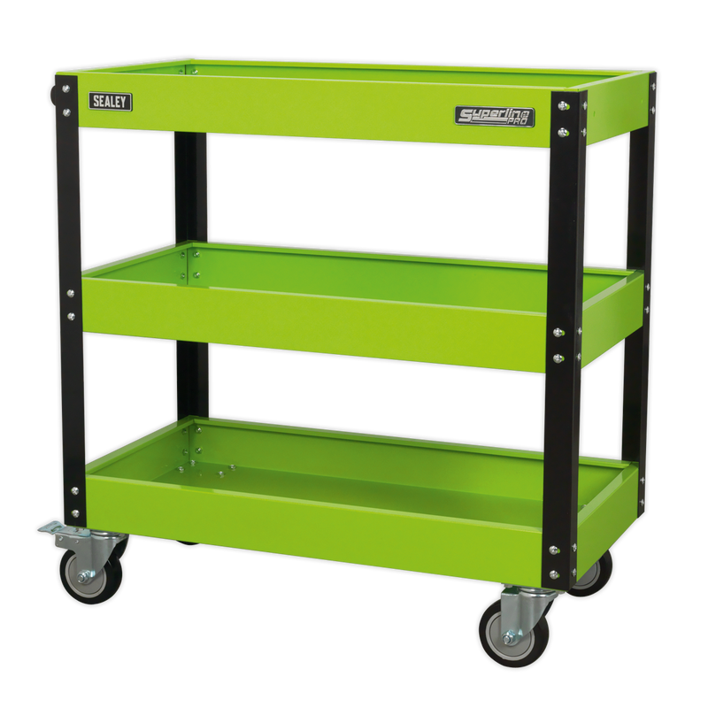 Sealey CX110HV 3-Level Heavy-Duty Workshop Trolley - Hi-Vis Green