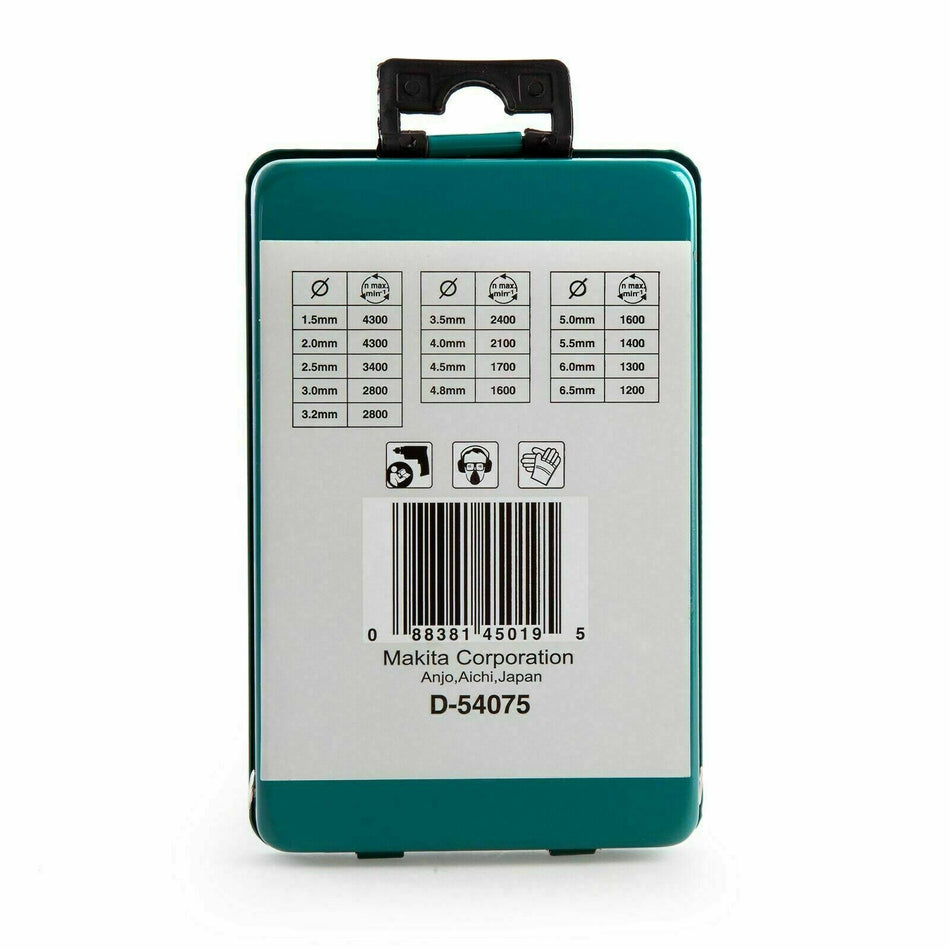 Makita D-54075 13 Piece Drill Bit HSS-R Metal Drill Bit Set in Storage Tin