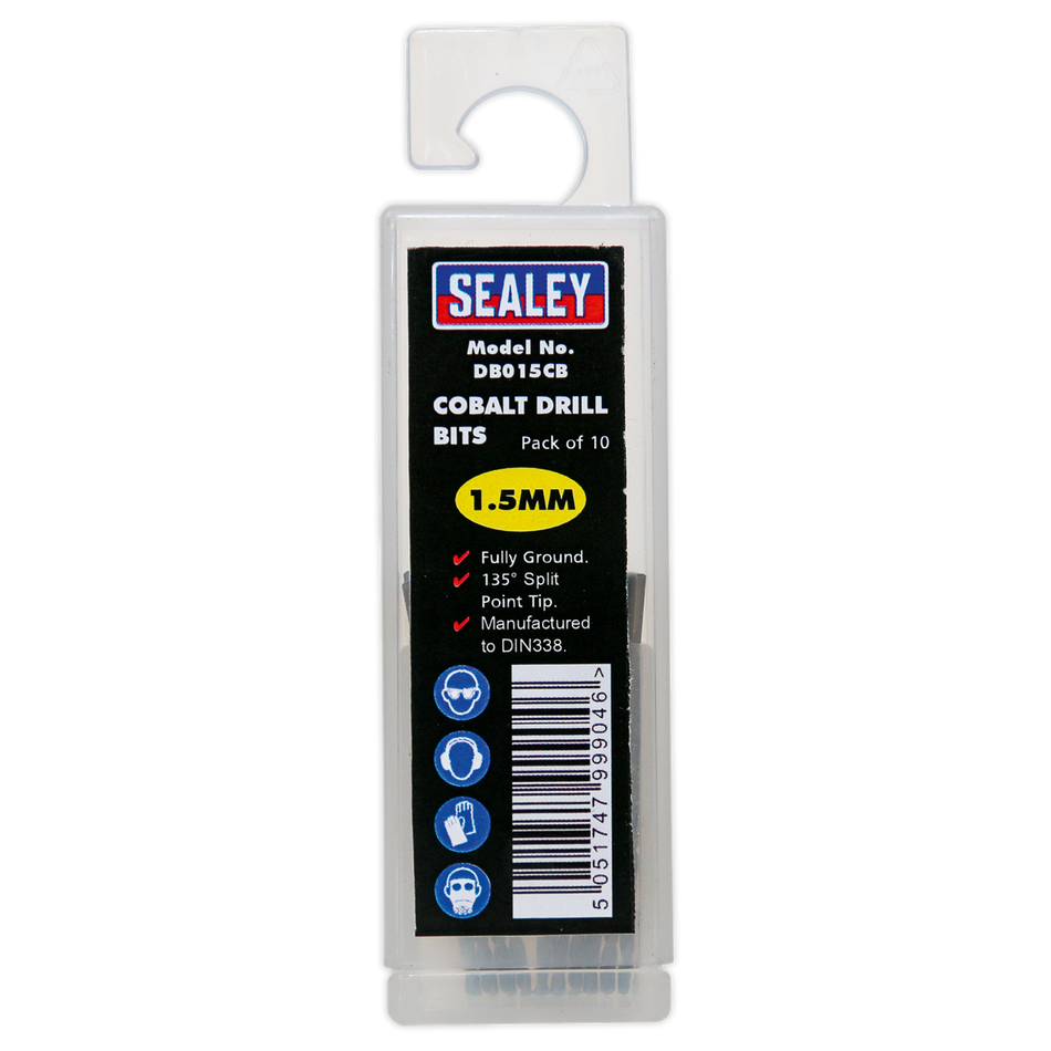 Sealey DB015CB 1.5mm HSS Cobalt Fully Ground Drill Bit - Pack of 10