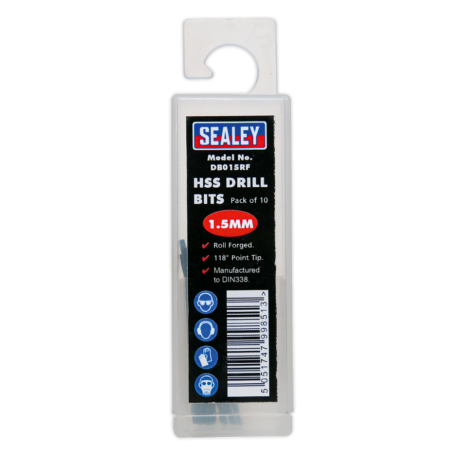 Sealey DB015RF 1.5mm HSS Roll Forged Drill Bit - Pack of 10