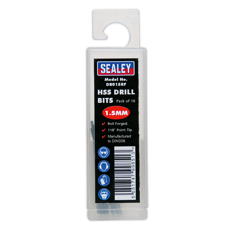Sealey DB015RF 1.5mm HSS Roll Forged Drill Bit - Pack of 10