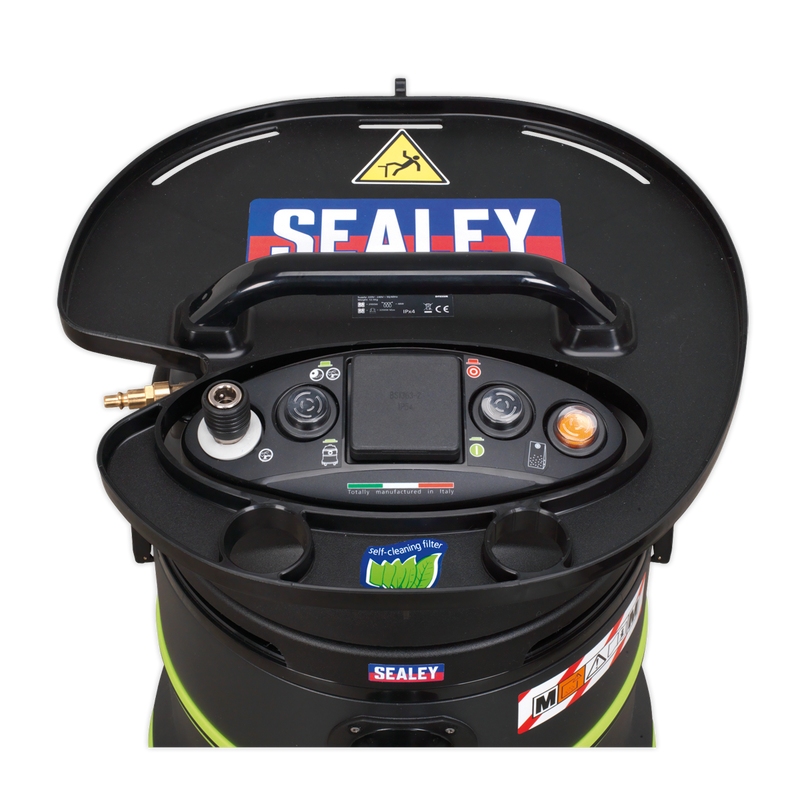 Sealey DFS35M 35L Dust-Free Wet & Dry Industrial Vacuum Cleaner Plastic Drum M Class Filtration Self-Clean