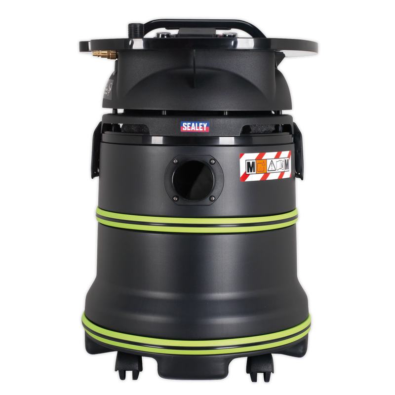 Sealey DFS35M 35L Dust-Free Wet & Dry Industrial Vacuum Cleaner Plastic Drum M Class Filtration Self-Clean