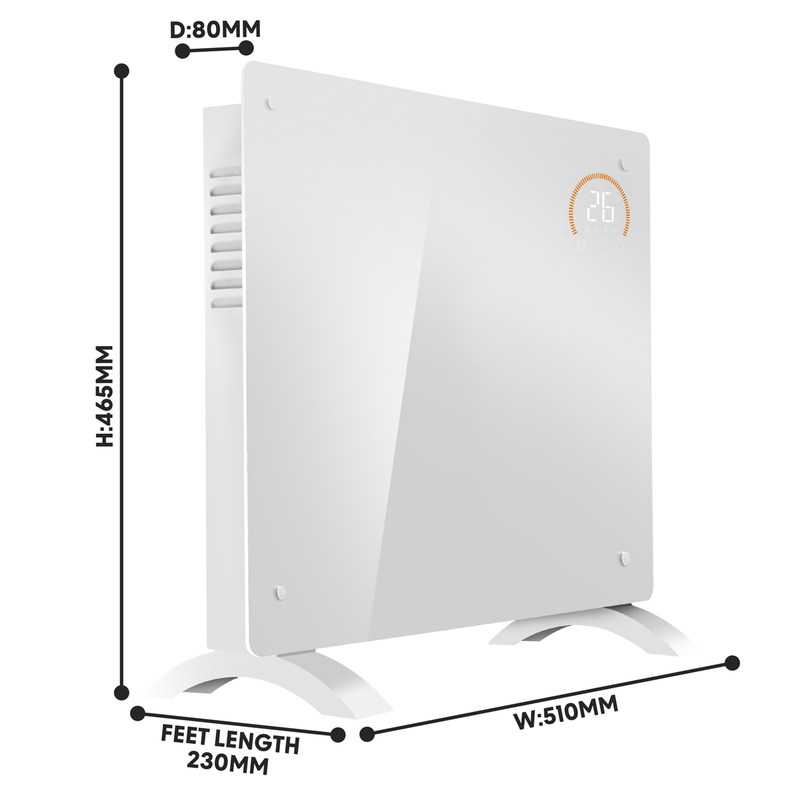 Baridi DH136 , Electric Glass Panel Heater, 1000W, Wi-Fi Enabled, White - DH136