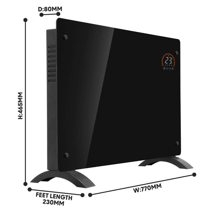 Baridi DH139  Electric Glass Panel Heater, 2000W, Thermostat Controlled Radiator with 24Hr 7 Day Timer, Wi-Fi Enabled, Remote Control, Black - DH139