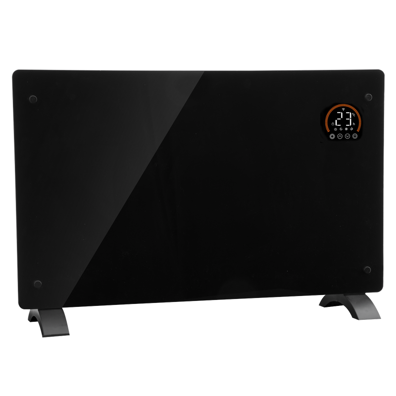 Baridi DH139  Electric Glass Panel Heater, 2000W, Thermostat Controlled Radiator with 24Hr 7 Day Timer, Wi-Fi Enabled, Remote Control, Black - DH139