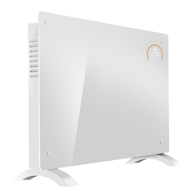 Baridi DH140  Electric Glass Panel Heater, 2000W, Thermostat Controlled 24Hr 7 Day Timer, Wi-Fi Enabled, Remote Control, White - DH140