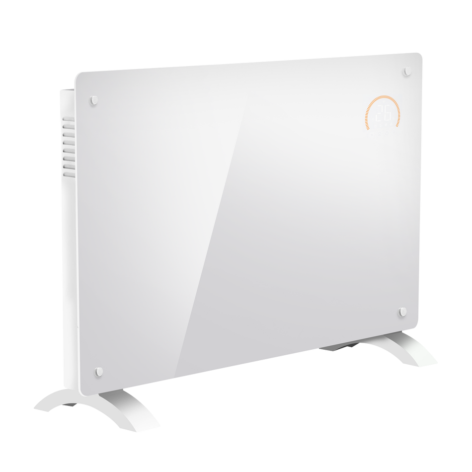 Baridi DH140  Electric Glass Panel Heater, 2000W, Thermostat Controlled 24Hr 7 Day Timer, Wi-Fi Enabled, Remote Control, White - DH140