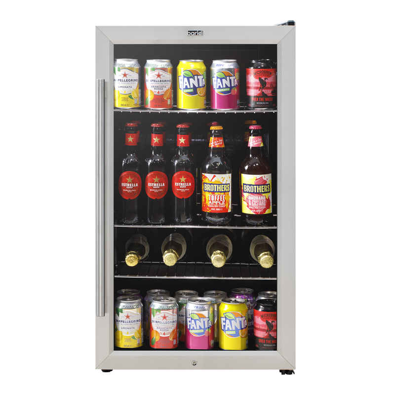 Baridi DH31  Under Counter Wine/Drink/Beverage Cooler/Fridge, Built-In Thermostat, Energy Class E, 85 Litre - Stainless Steel