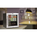 Baridi DH75  50L Tabletop Drinks Fridge, Mini Beer Cooler, Glass Door, Stainless Steel