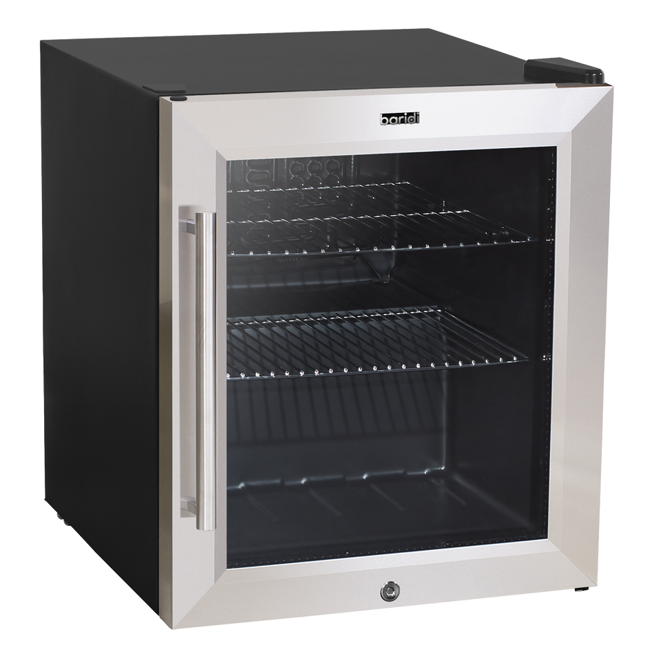 Baridi DH75  50L Tabletop Drinks Fridge, Mini Beer Cooler, Glass Door, Stainless Steel