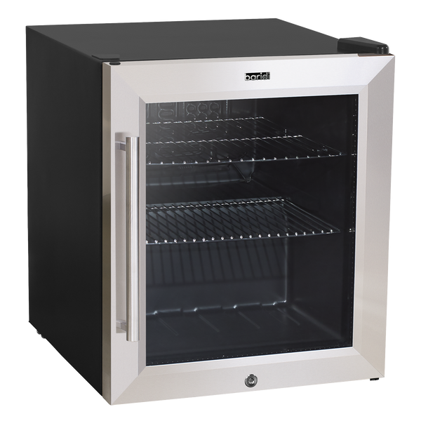 Baridi DH75  50L Tabletop Drinks Fridge, Mini Beer Cooler, Glass Door, Stainless Steel