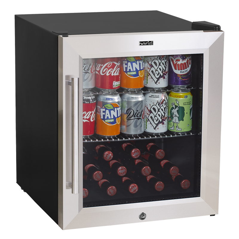 Baridi DH75  50L Tabletop Drinks Fridge, Mini Beer Cooler, Glass Door, Stainless Steel