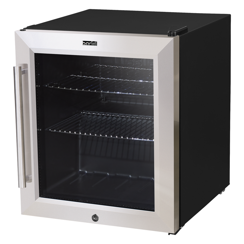 Baridi DH75  50L Tabletop Drinks Fridge, Mini Beer Cooler, Glass Door, Stainless Steel
