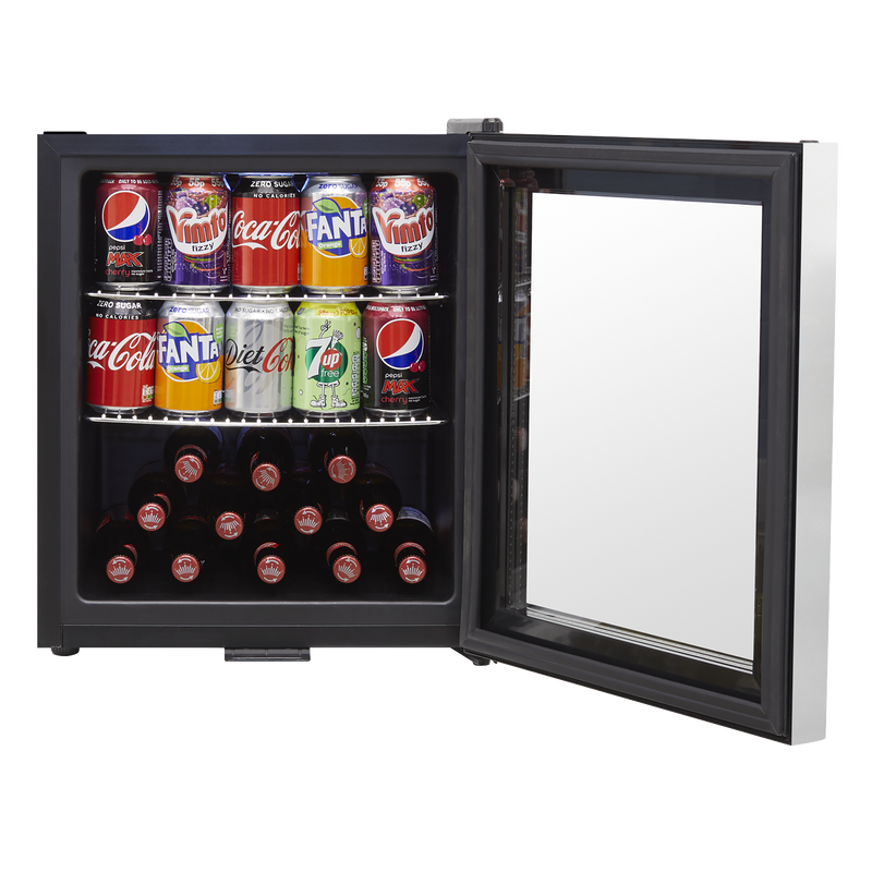 Baridi DH75  50L Tabletop Drinks Fridge, Mini Beer Cooler, Glass Door, Stainless Steel