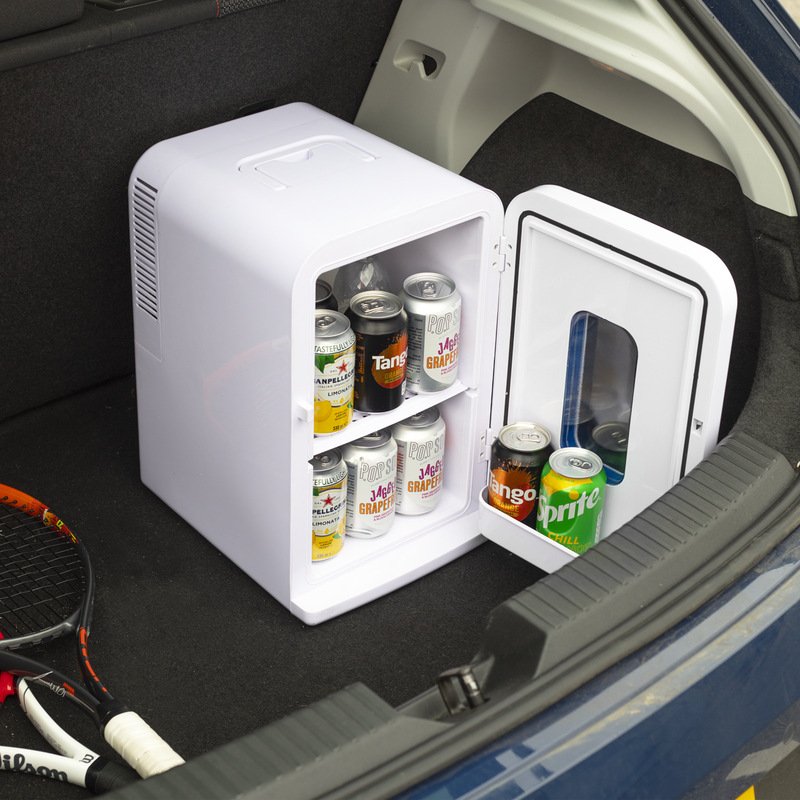 Baridi DH94  15L Mini Fridge Cooler & Warmer, 12V/230V, Perfect for Car, Bedroom, Camping, Makeup, White - DH94
