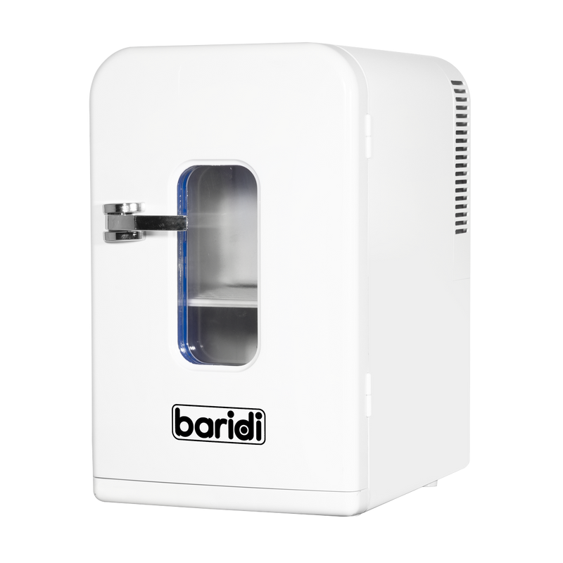 Baridi DH94  15L Mini Fridge Cooler & Warmer, 12V/230V, Perfect for Car, Bedroom, Camping, Makeup, White - DH94
