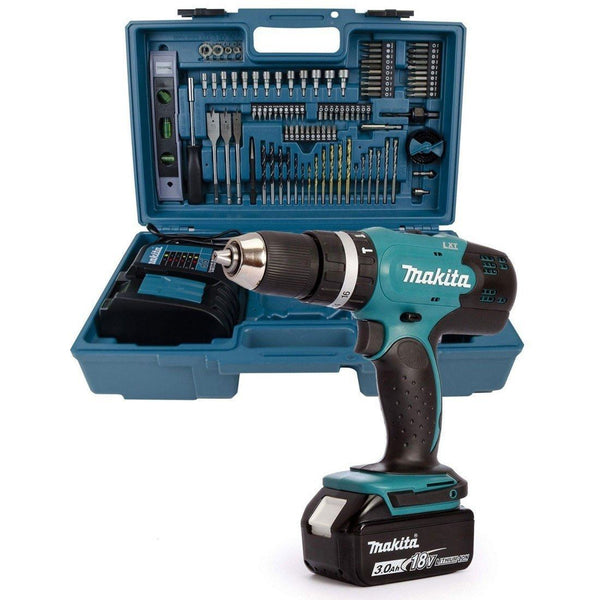 Makita DHP453FX12 18v Combi Drill With 1x 3.0Ah Battery & 101 Piece Accessory Set