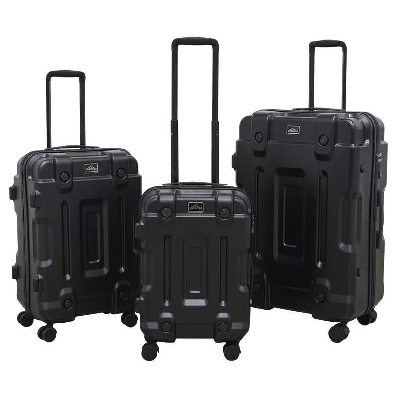 Dellonda DL10 3-Piece Lightweight ABS Luggage Set  - 20", 24", 28" - Black - DL10