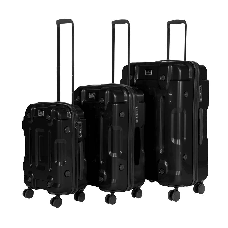 Dellonda DL10 3-Piece Lightweight ABS Luggage Set  - 20", 24", 28" - Black - DL10