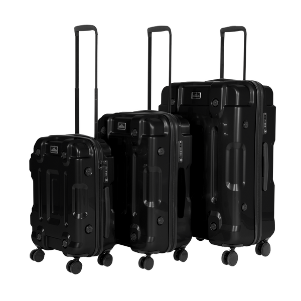 Dellonda DL10 3-Piece Lightweight ABS Luggage Set  - 20", 24", 28" - Black - DL10