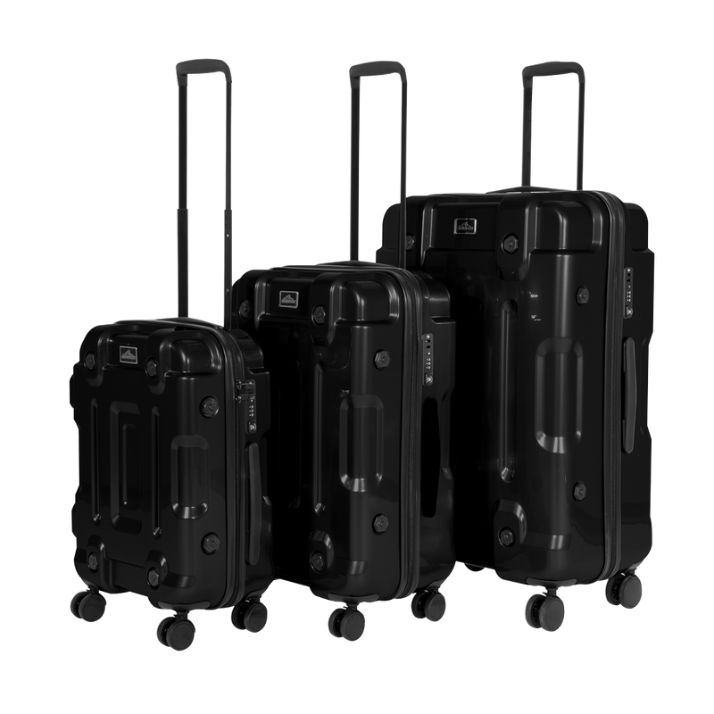 Dellonda DL10 3-Piece Lightweight ABS Luggage Set  - 20", 24", 28" - Black - DL10
