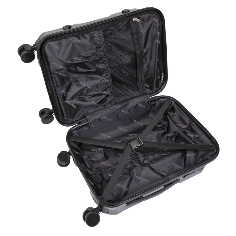 Dellonda DL10 3-Piece Lightweight ABS Luggage Set  - 20", 24", 28" - Black - DL10